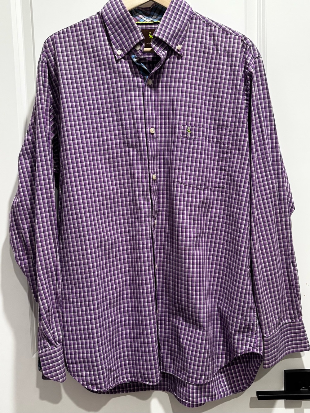 Tailorbyrd Purple Check Button-Down Dress Shirt